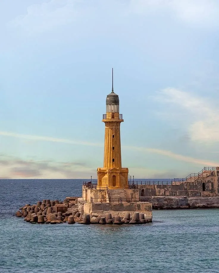 The lighthouse on the Alexandria seafront on the Mediterranean