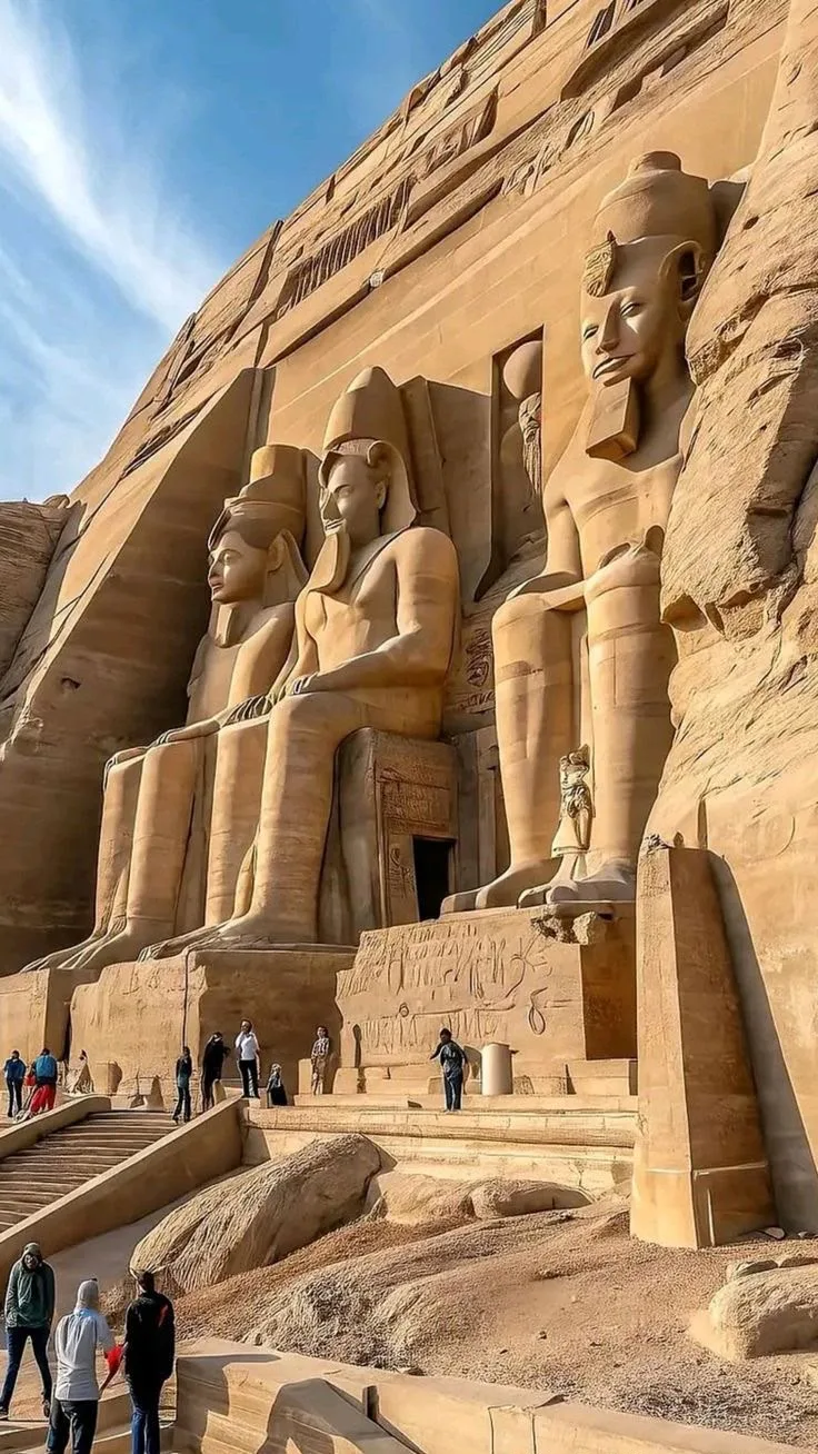 The four seated colossi of Ramesses II at the Great Temple of Abu Simbel