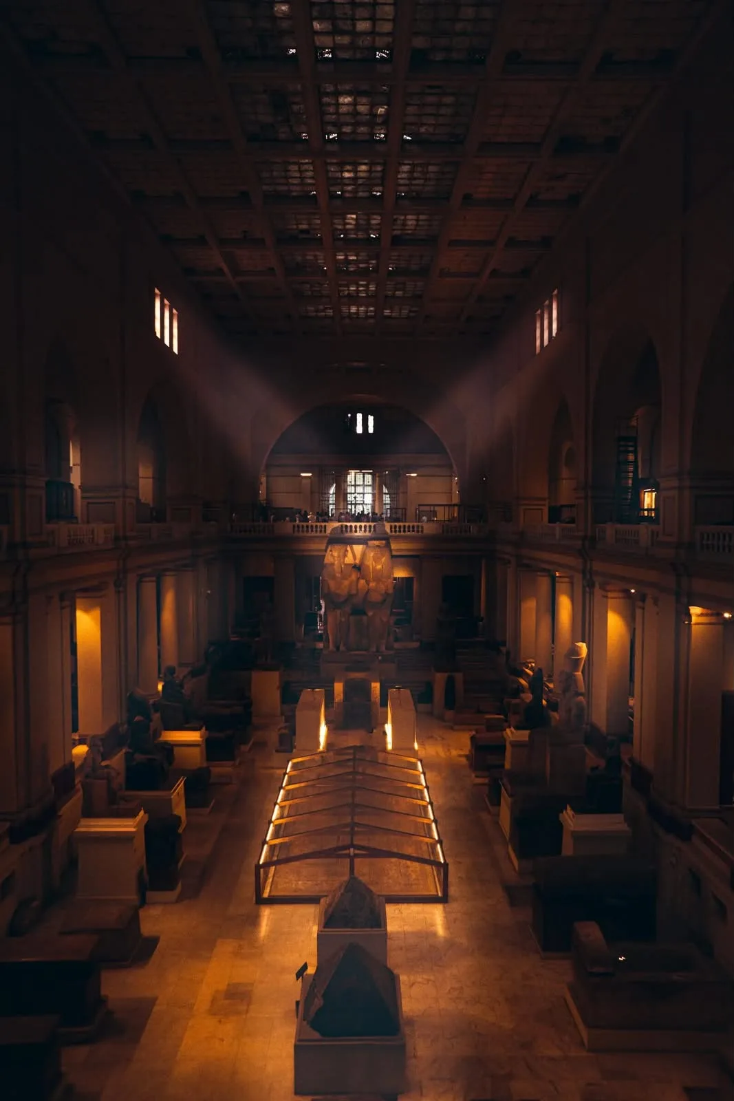 The grand hall of the Egyptian Museum in Cairo