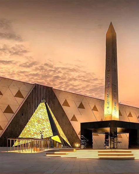 The Grand Egyptian Museum beside the Giza plateau